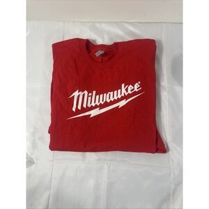 Milwaukee Logo Heavy Duty T Shirt‎ Long Sleeve Red 2XL